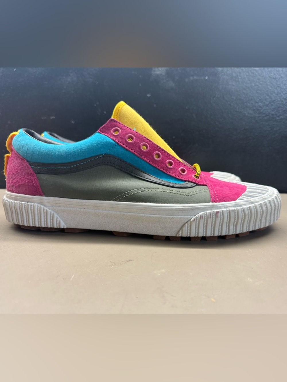 New Mens Vans Old Skool TC Lug 66 Supply Suede Canvas Multi Color White Men 11.5